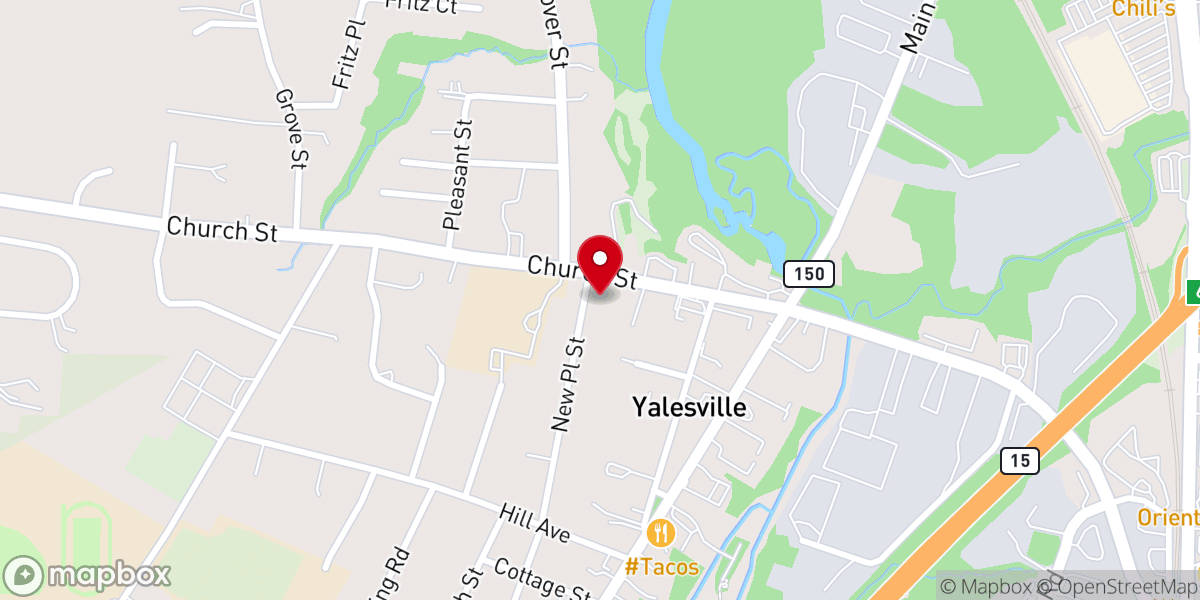 Map showing location of Yalesville United Methodist Church