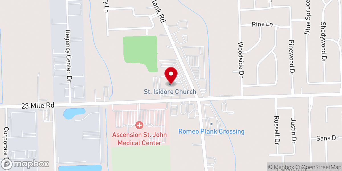 Map showing location of St. Isidore Church