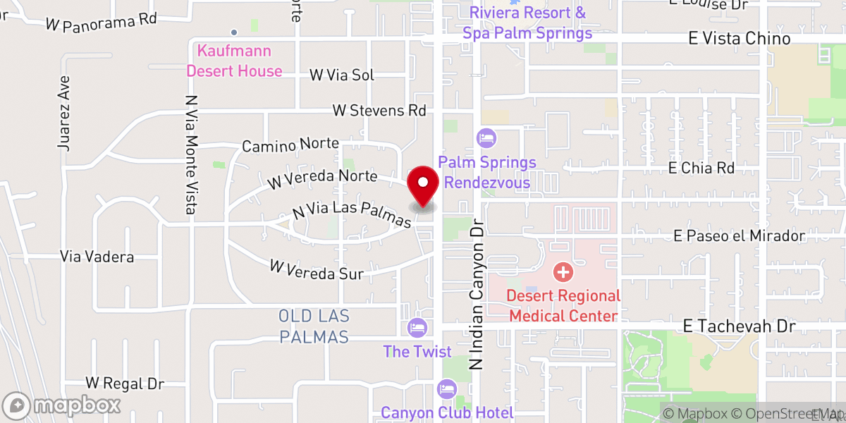 Map showing location of The LGBTQ Community Center of the Desert