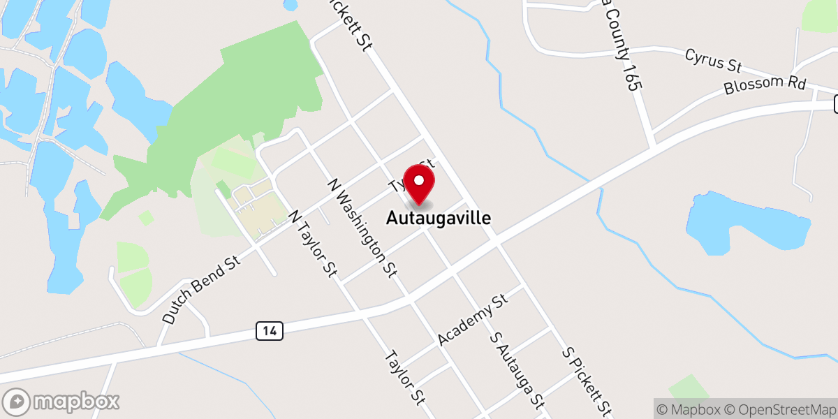 Map showing location of Autaugaville Methodist Church