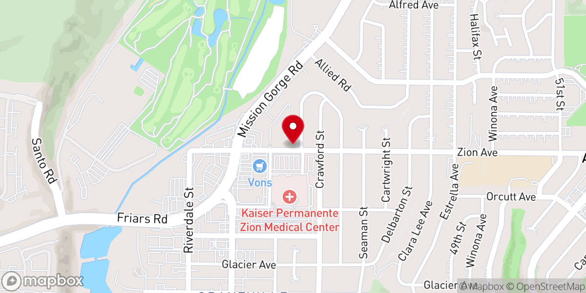 Map showing location of Grace Assembly San Diego
