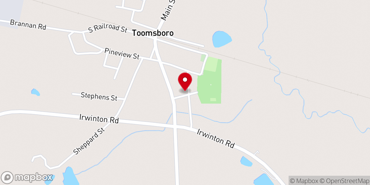 Map showing location of Toomsboro United Methodist Church
