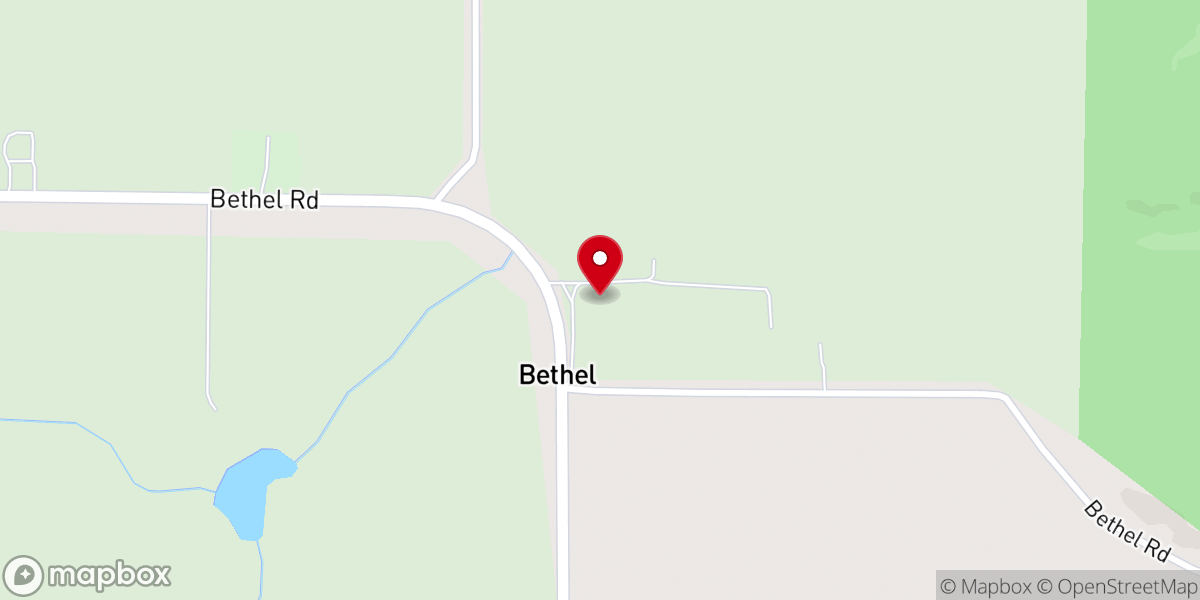 Map showing location of Bethel Community Church