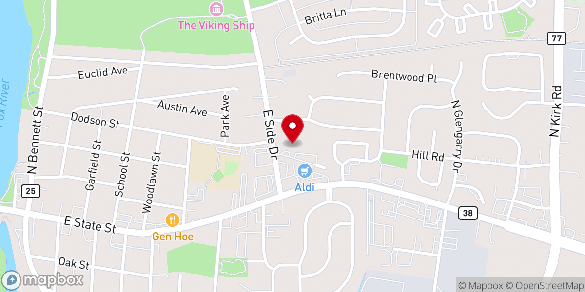 Map showing location of Fox Valley Presbyterian Church