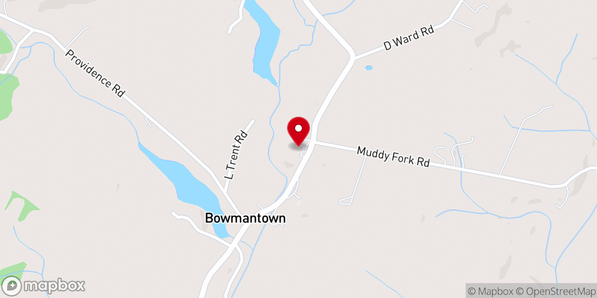 Map showing location of Bowmantown Baptist Church