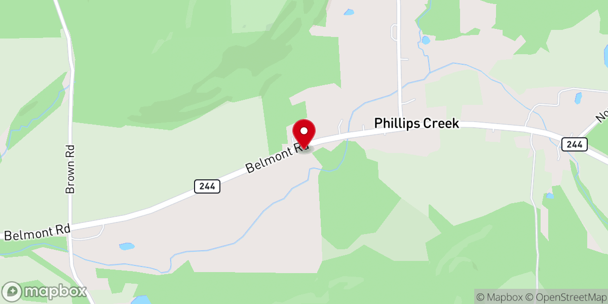 Map showing location of Phillips Creek Mennonite Church