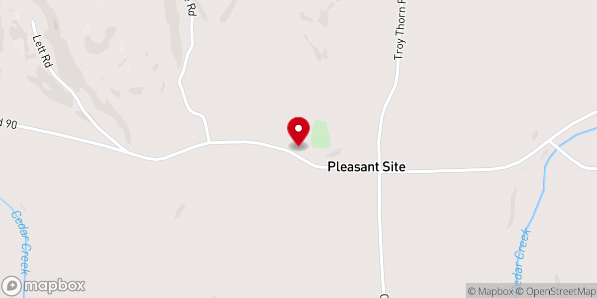 Map showing location of Harmony Baptist Church