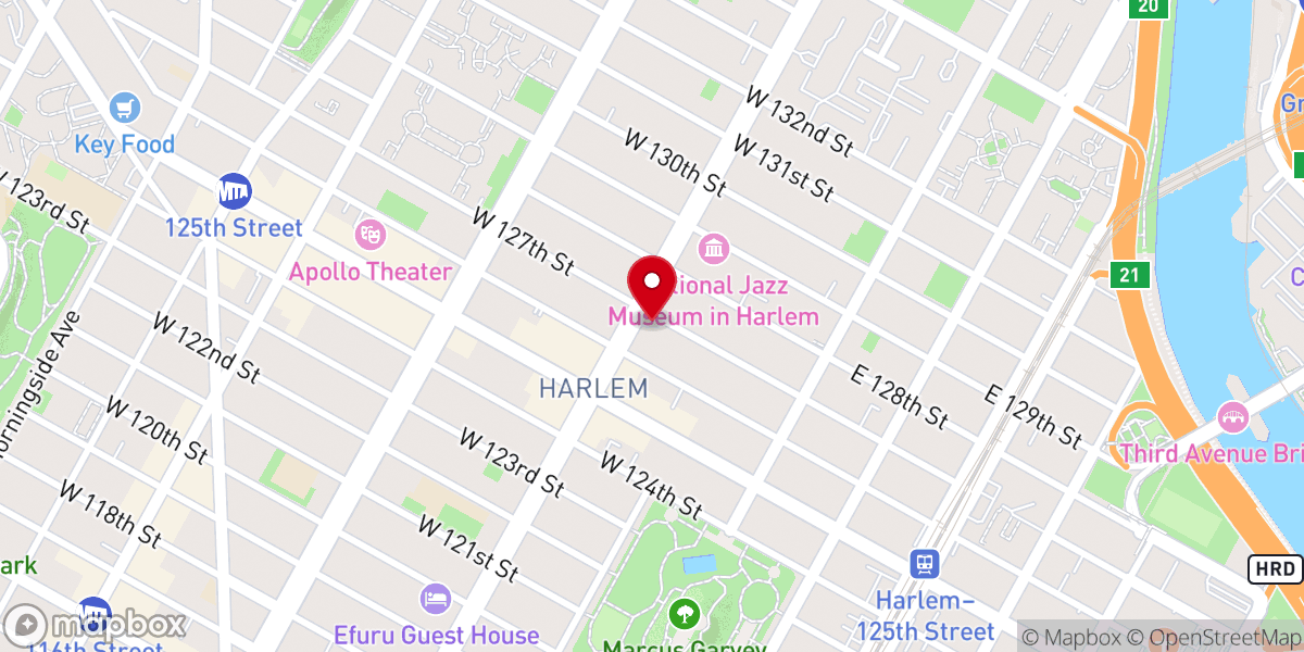 Map showing location of Harlem Church of Christ