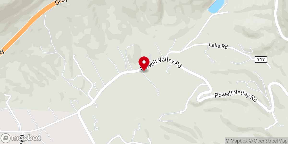 Map showing location of Powell Valley Presbyterian Church