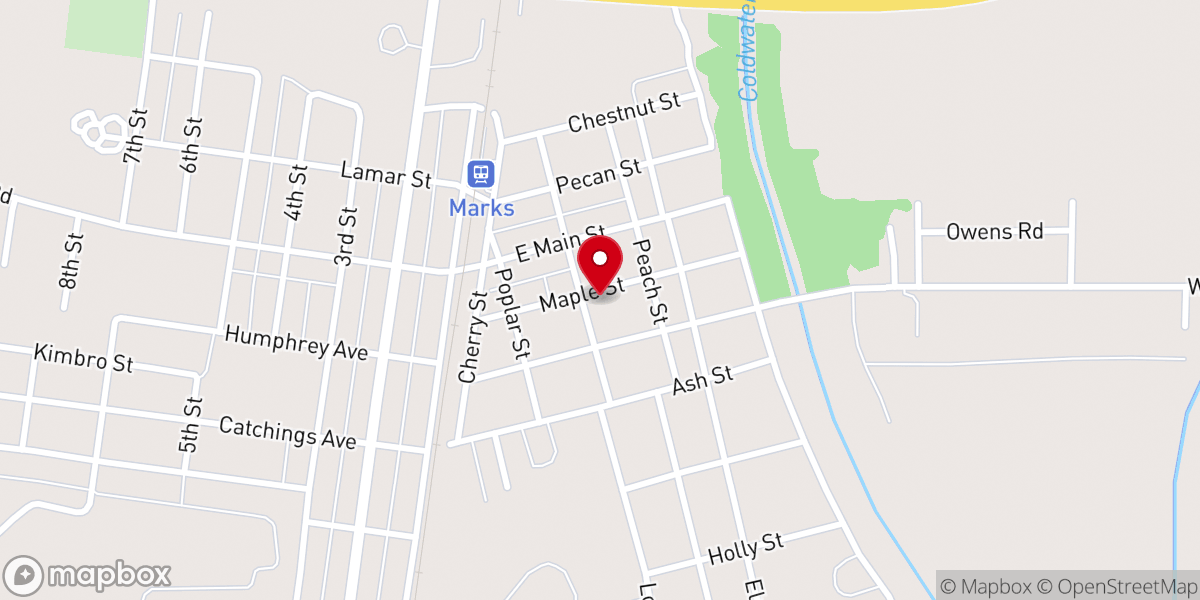 Map showing location of First Baptist Church of Marks