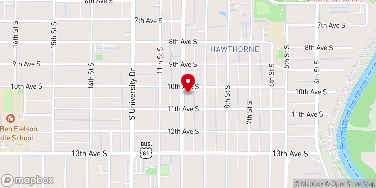 Map showing location of Relevant Life Church Fargo Campus