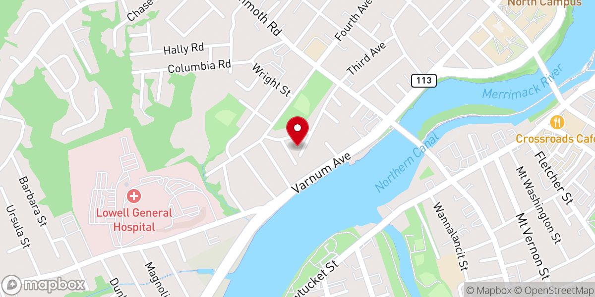 Map showing location of Church in Lowell