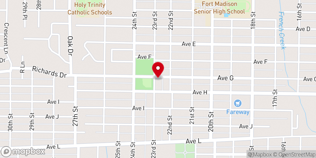 Map showing location of Bethel Fellowship Church