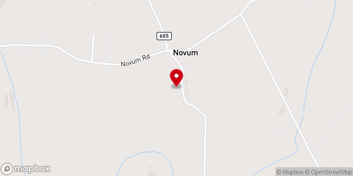 Map showing location of Novum Baptist Church