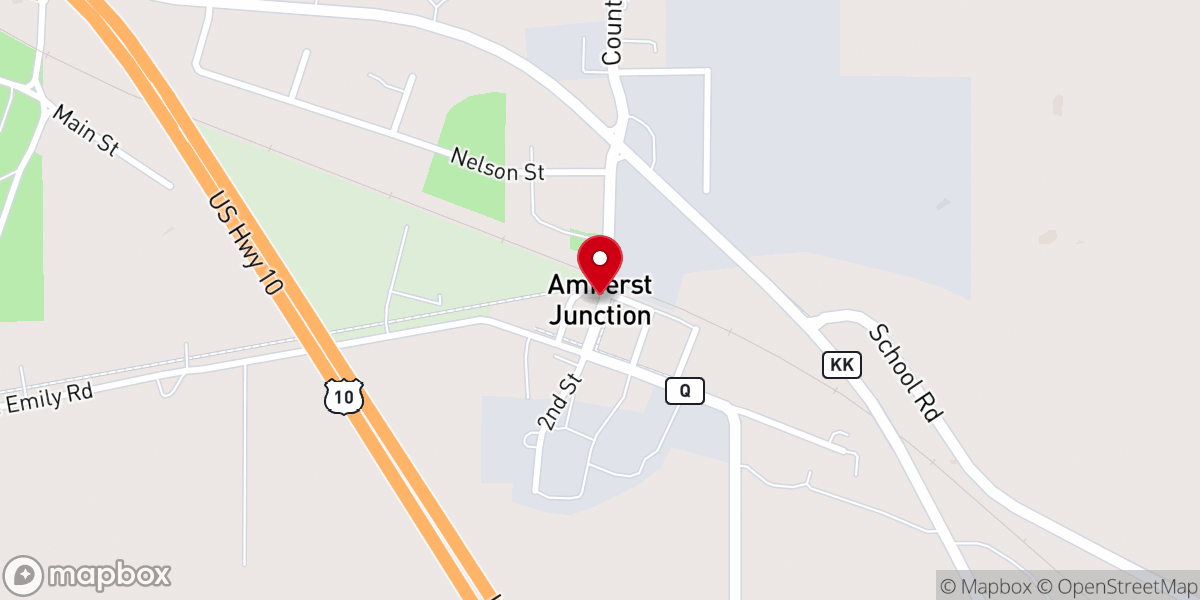 Map showing location of Amherst Junction