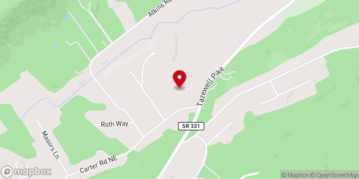 Map showing location of Carter Road Church