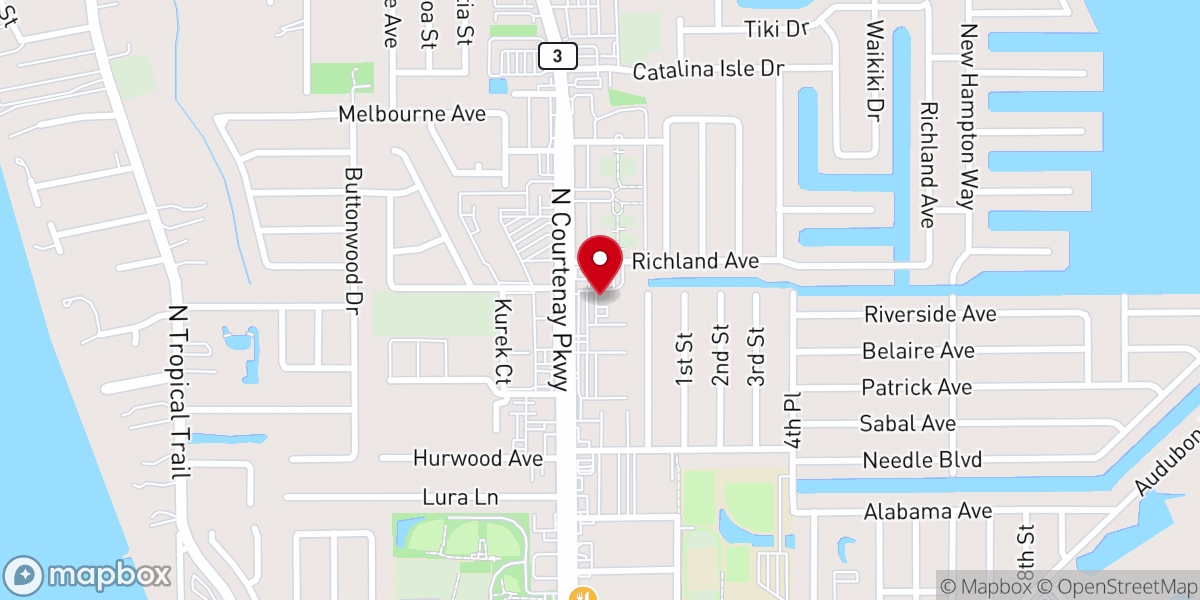 Map showing location of East Coast Church - Merritt Island