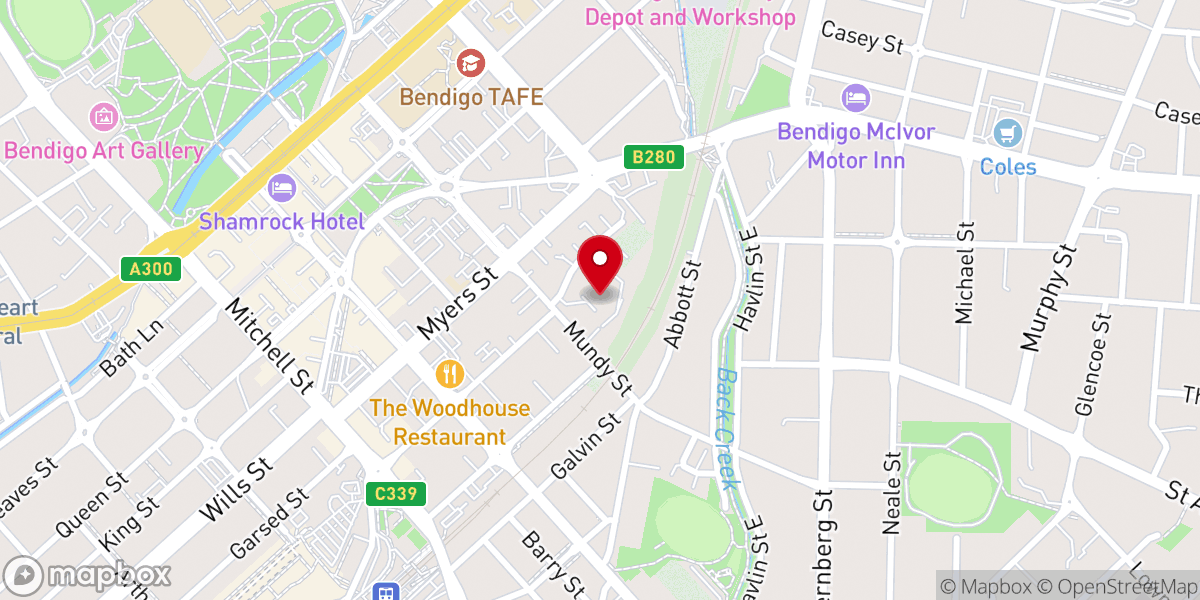 Map showing location of The Salvation Army Bendigo