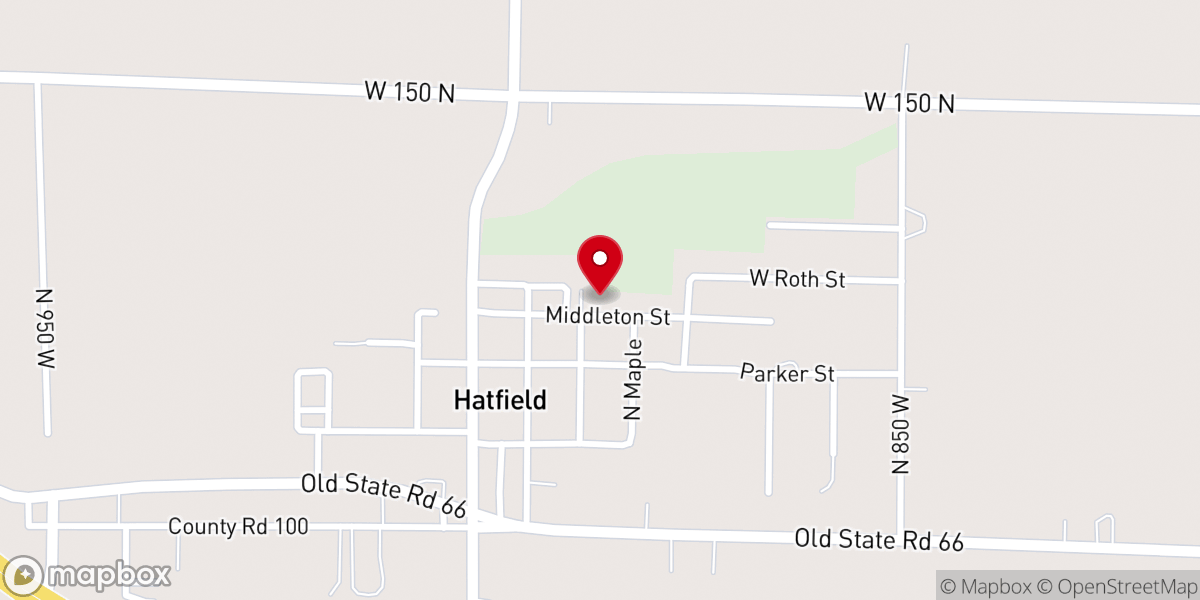 Map showing location of Hatfield Baptist Church