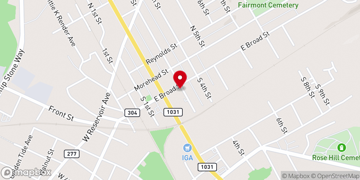 Map showing location of St. Joseph Catholic Church