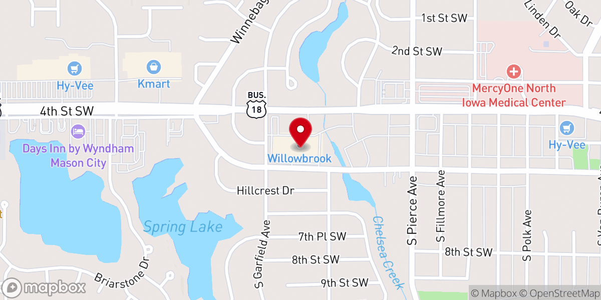 Map showing location of Calvary Chapel Mason City
