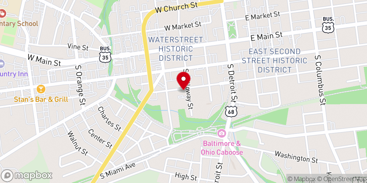 Map showing location of Evangel United Brethren Church