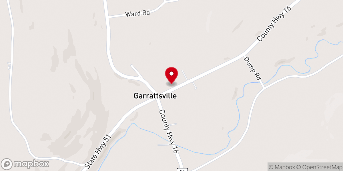 Map showing location of Garrattsville United Presbyterian Church