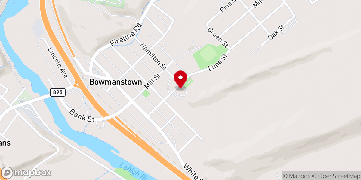 Map showing location of Bowmanstown Volunteer Fire Company