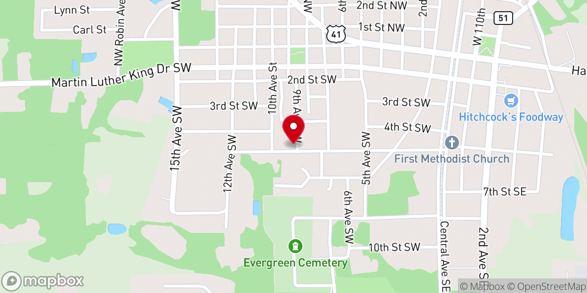 Map showing location of New Mt. Zion Holiness Church