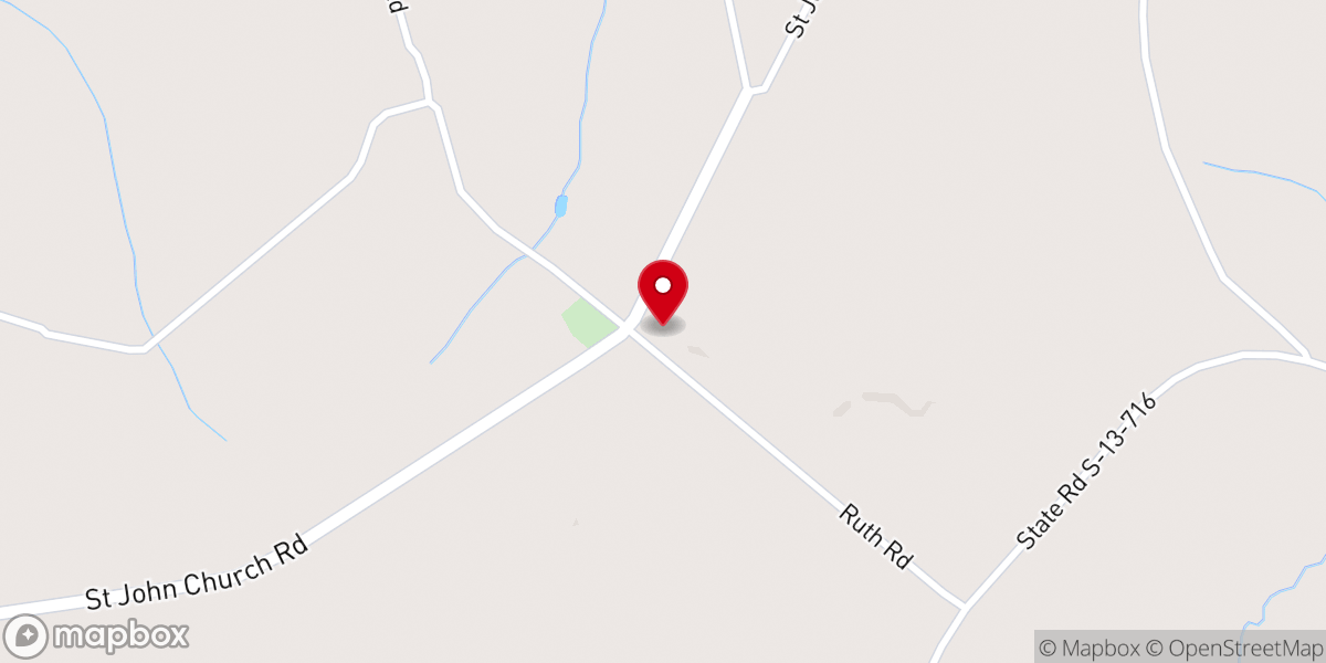 Map showing location of Saint Johns Free Will Baptist Church