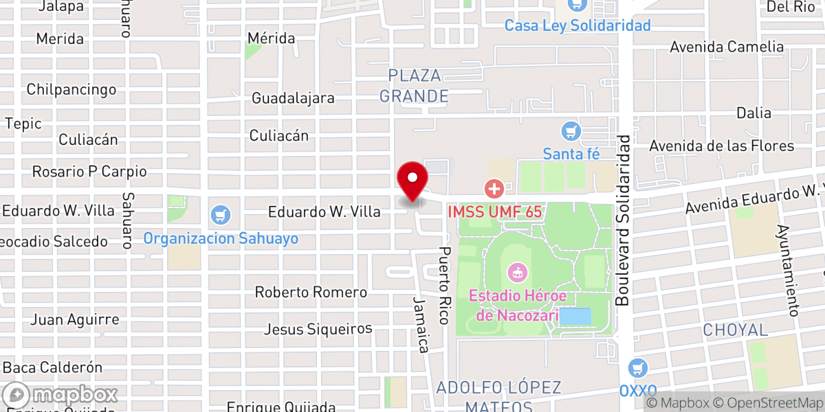 Map showing location of Centro Evangélico Hermosillo