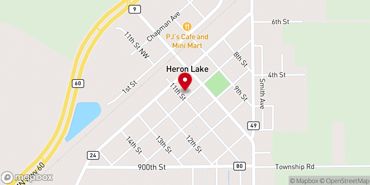 Map showing location of Evangelical Lutheran Church