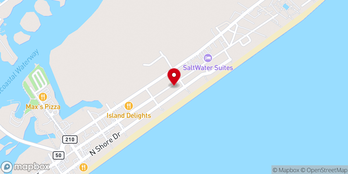 Map showing location of All Saints Catholic Church, Surf City