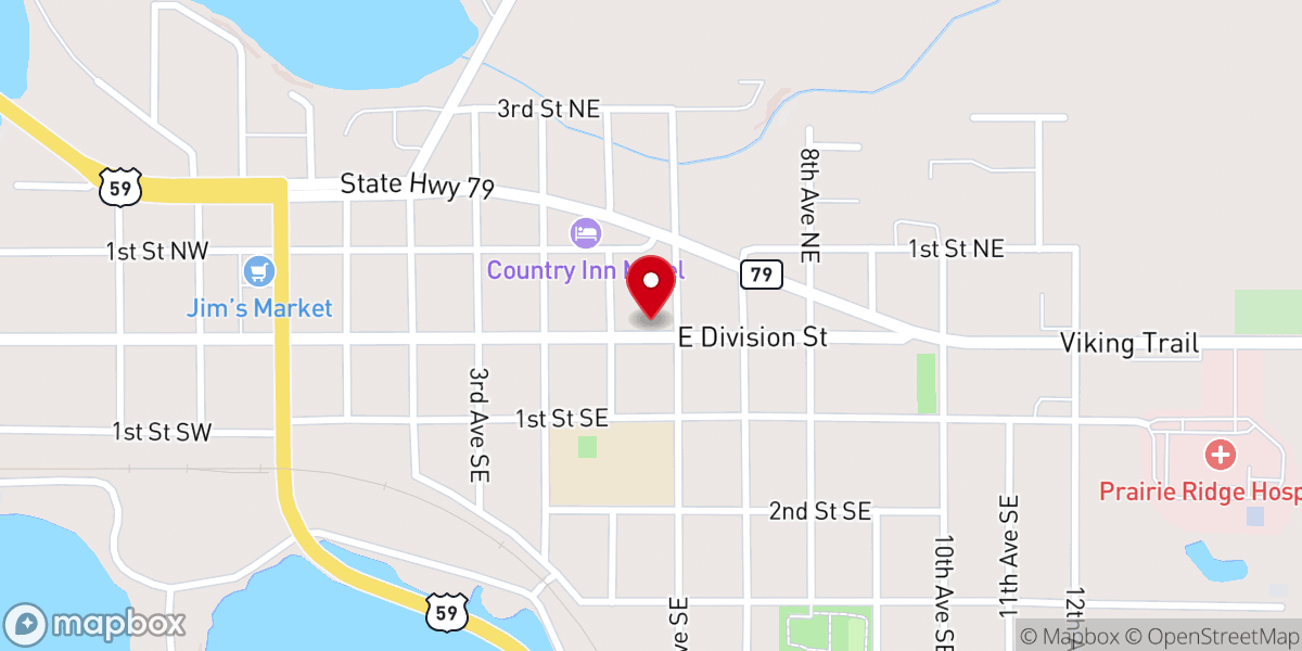 Map showing location of St Olaf Catholic Church