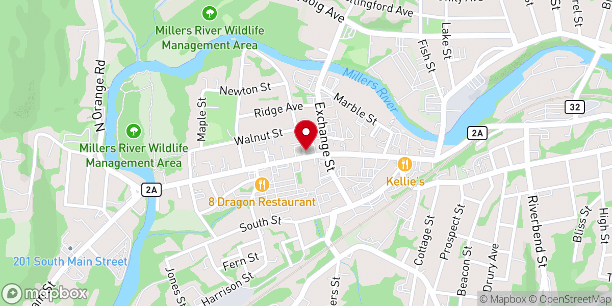 Map showing location of Athol Orange Baptist Church