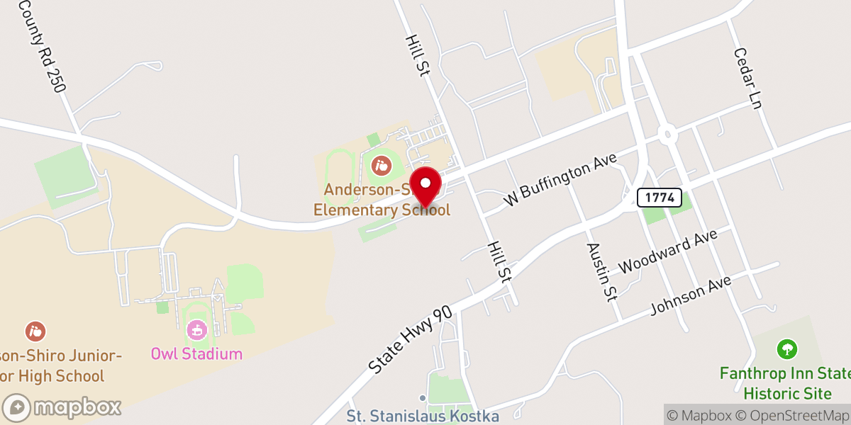Map showing location of Zion Lutheran Church