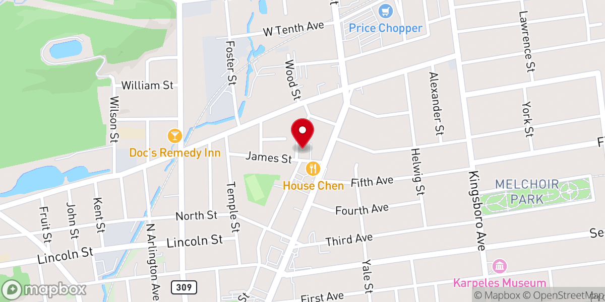Map showing location of Emmanuel Baptist Church