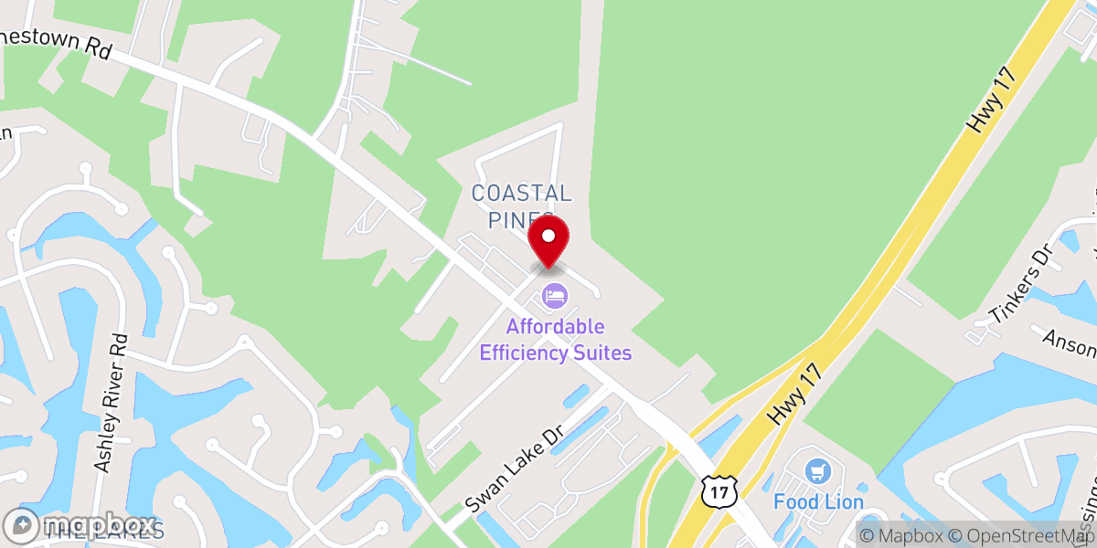 Map showing location of Romantic Myrtle Beach Weddings