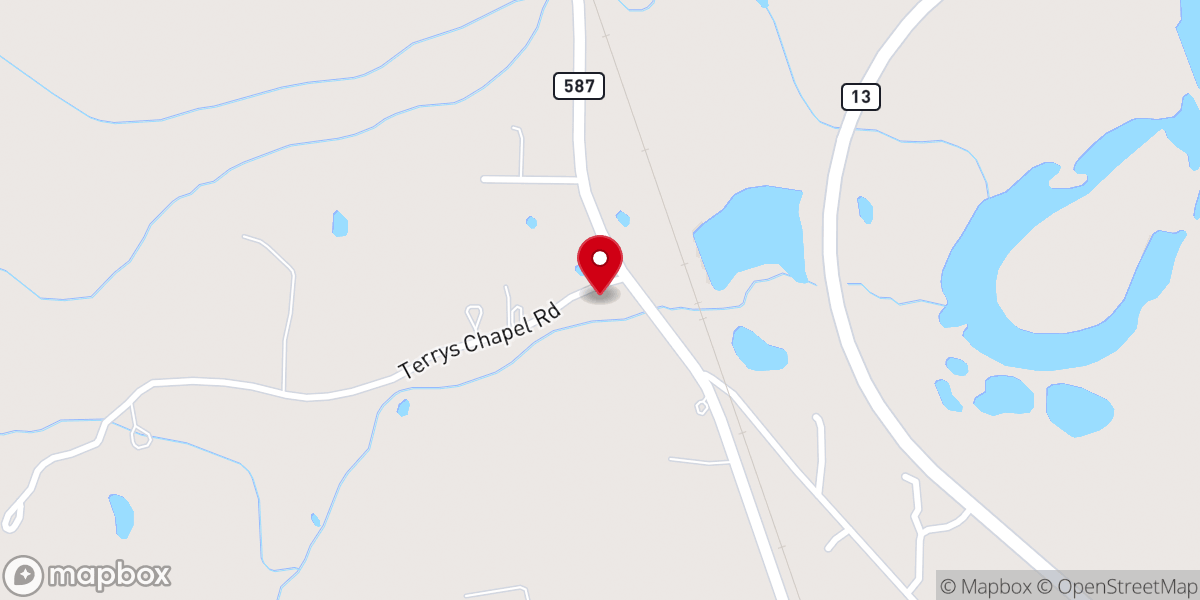 Map showing location of Terrys Chapel