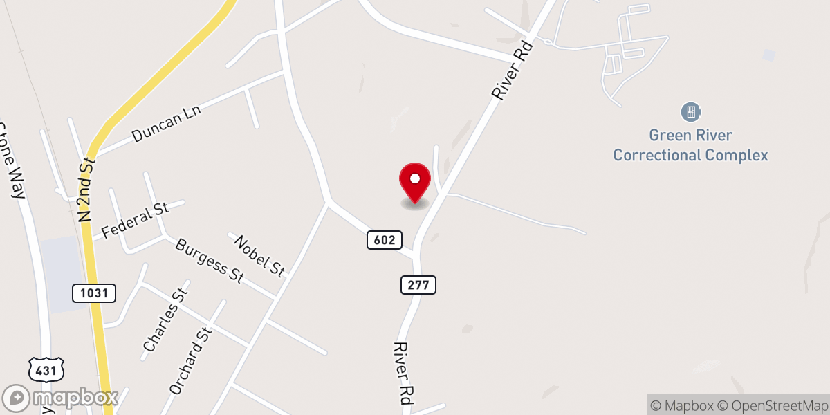 Map showing location of Green River Chapel Baptist Church