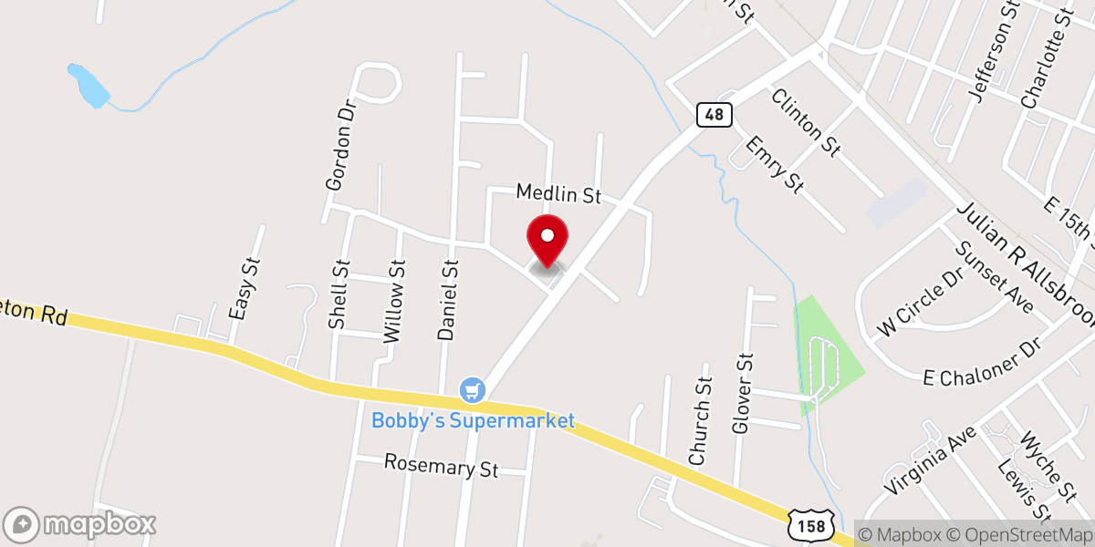 Map showing location of South Rosemary Baptist Church