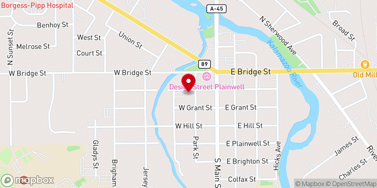 Map showing location of Plainwell First United Methodist Church
