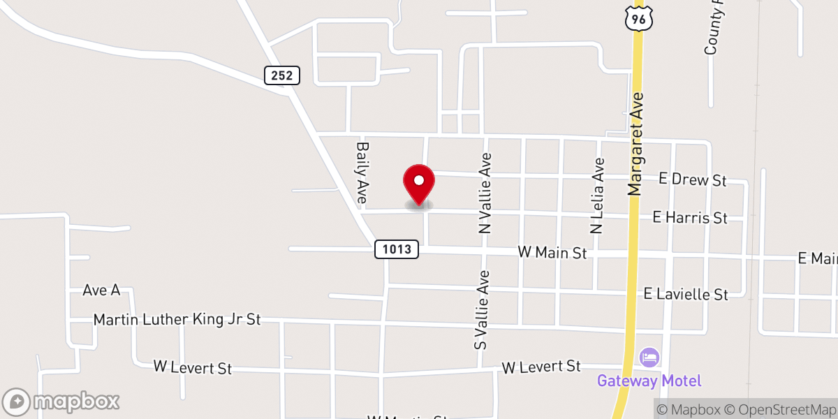Map showing location of Kirbyville United Pentecostal Church