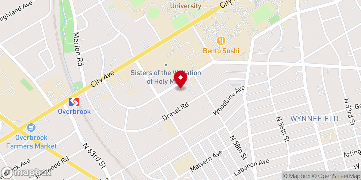 Map showing location of Overbrook Avenue Gospel Hall