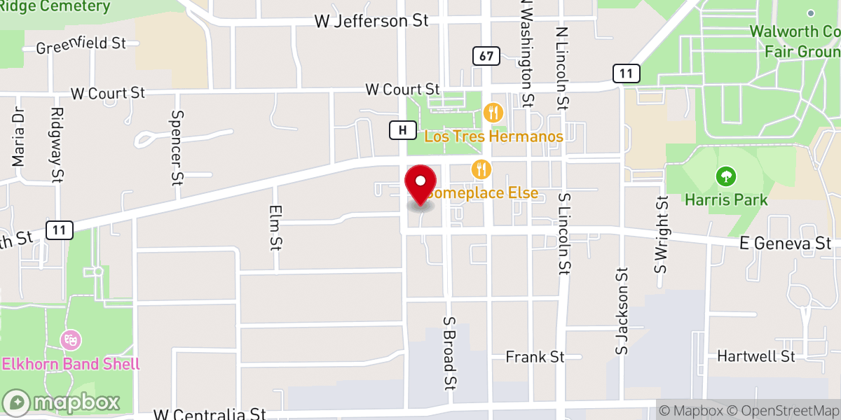 Map showing location of St John in the Wilderness Episcopal Church | Elkhorn, WI