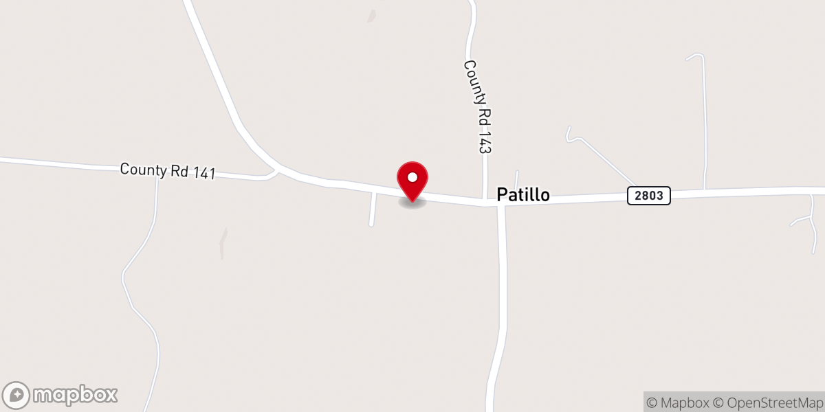 Map showing location of Patillo Baptist Church