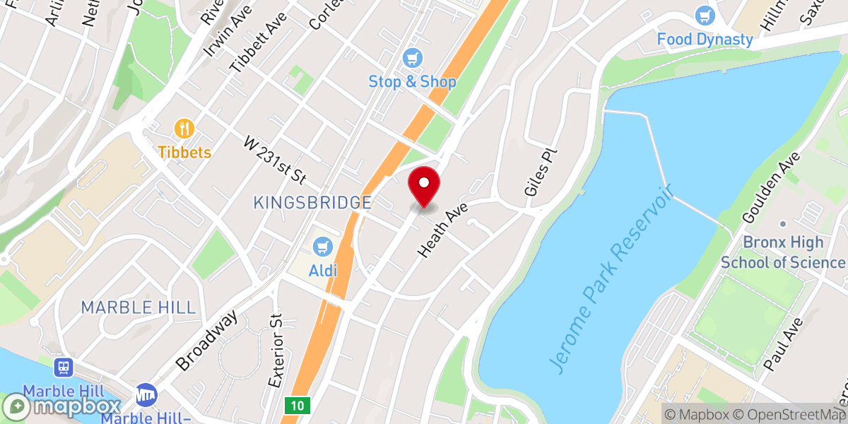 Map showing location of Kingsbridge Evangelical Lutheran Church