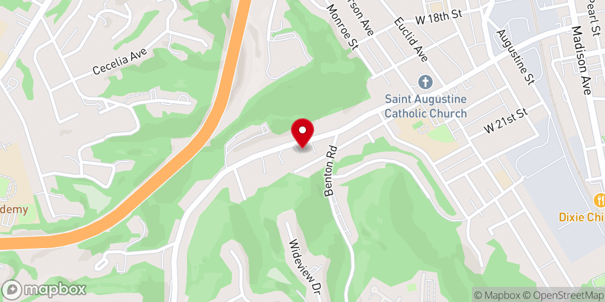 Map showing location of Highland Avenue Presbyterian Church