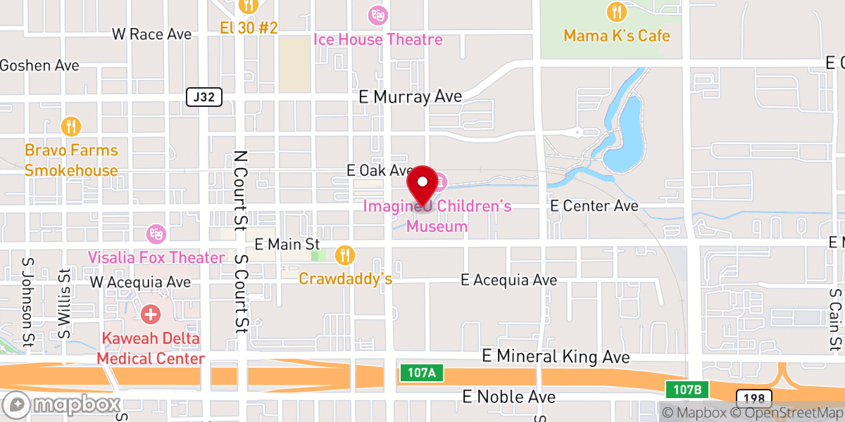 Map showing location of Radiant Church Visalia