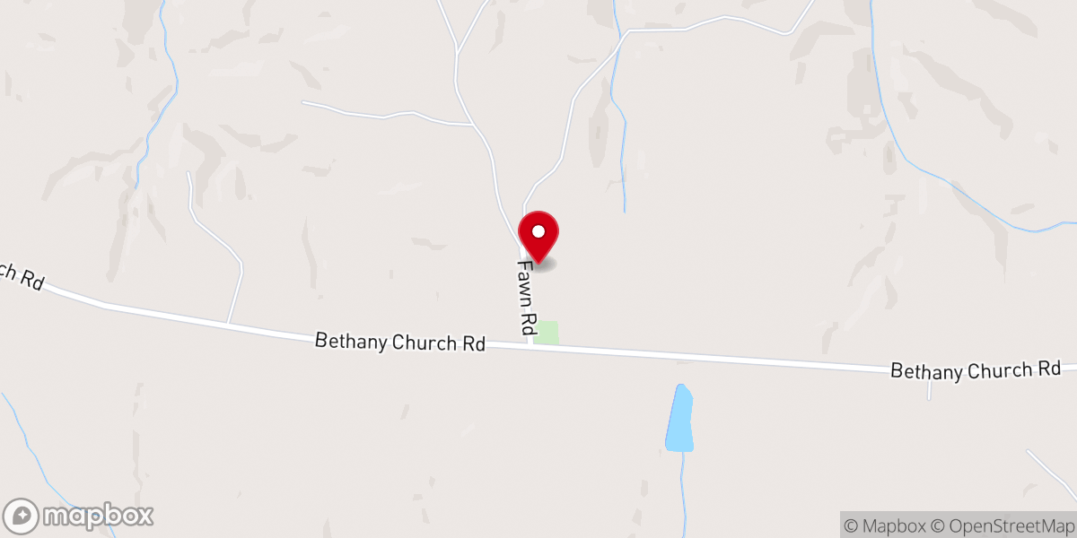 Map showing location of Bethany Presbyterian Church